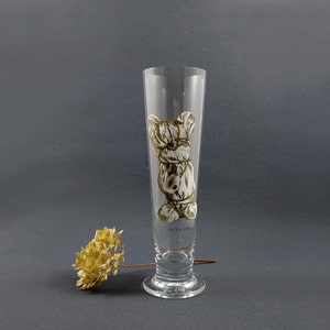 Tall Beer Glass PACKAD MUS by Lasse Aberg / Vintage Swedish Signed Art Glass / Scandinavian Mid Century Modern / Retro Collectible Barware