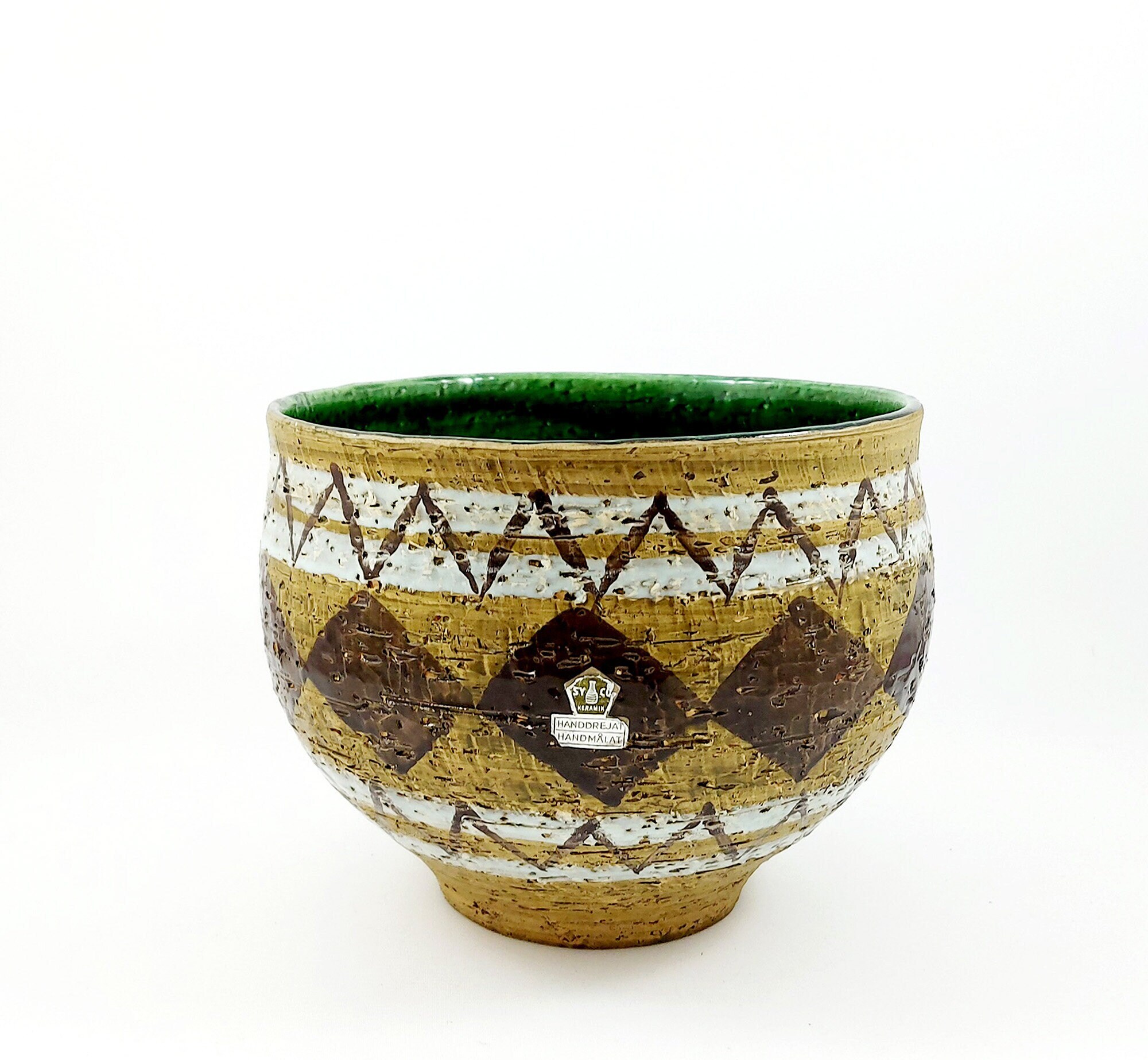 Syco Keramik Large SAMBA Bowl by Knud Johansen  / Vintage Swedish Mid Century Modern Studio Pottery / Scandinavian Retro Made in Sweden