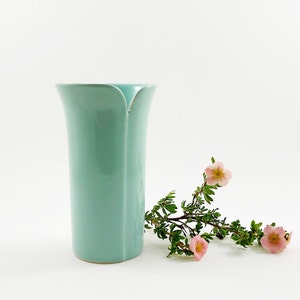 Höganäs Keramik Turquoise Stoneware Vase / Vintage Swedish Mid Century Modern Ceramic / Scandinavian Retro Made in Sweden