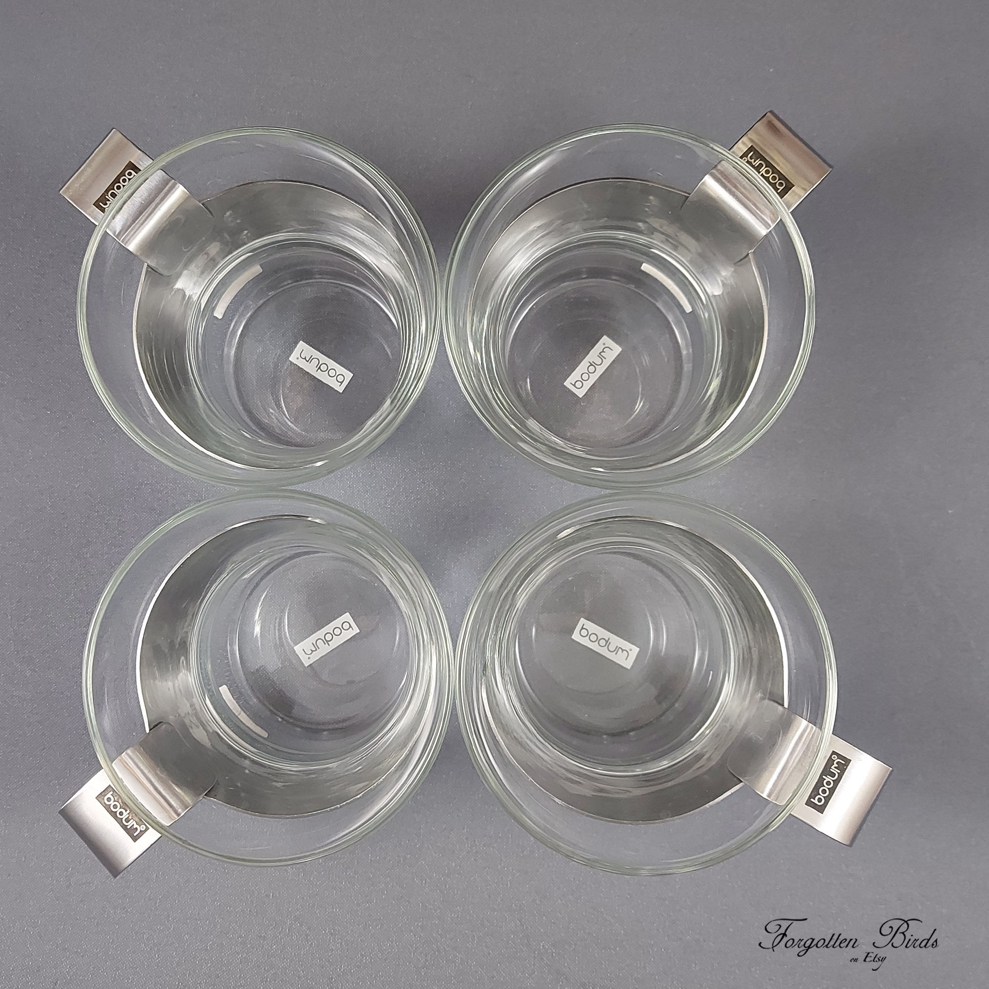 Set of 4 Bodum ASSAM Tea Glasses With Stainless Steel Handle Etsy
