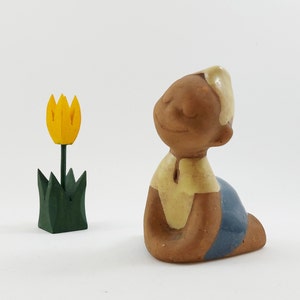 Dagny Zachrisson Baby Pojkefigur / Vintage Svensk Mid Century Modern Signerad Studio Keramik / Skandinavisk Retro Keramik Tillverkad i Sverige