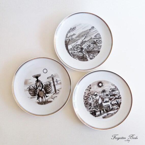 Set Fo 3 Upsala Ekeby Karlskrona EXOTICA Plates by Alf Jarnestad