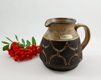 Løvemose Denmark Stoneware Pitcher / Vintage Danish Mid Century Modern Studio Pottery / Scandinavian 1970s Retro