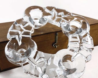 Lindshammar RONDO Adventsljusstake i glas av Christer Sjögren / Svenskt konstglas / Mid Century Modern Skandinavisk Design