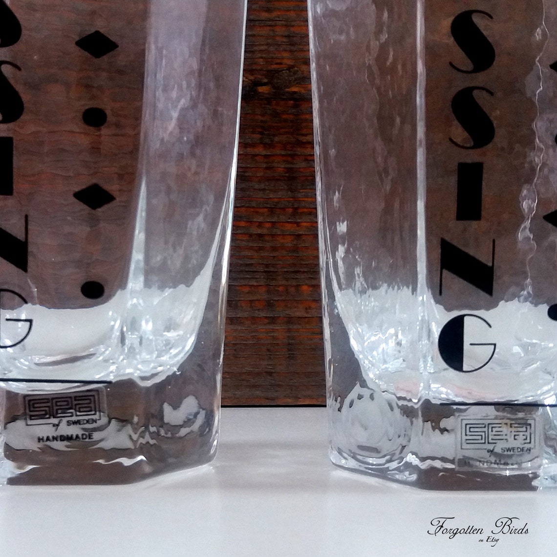 Set of 2 Sea Glasbruk Handmade Glass Salad Dressing Bottles / Etsy