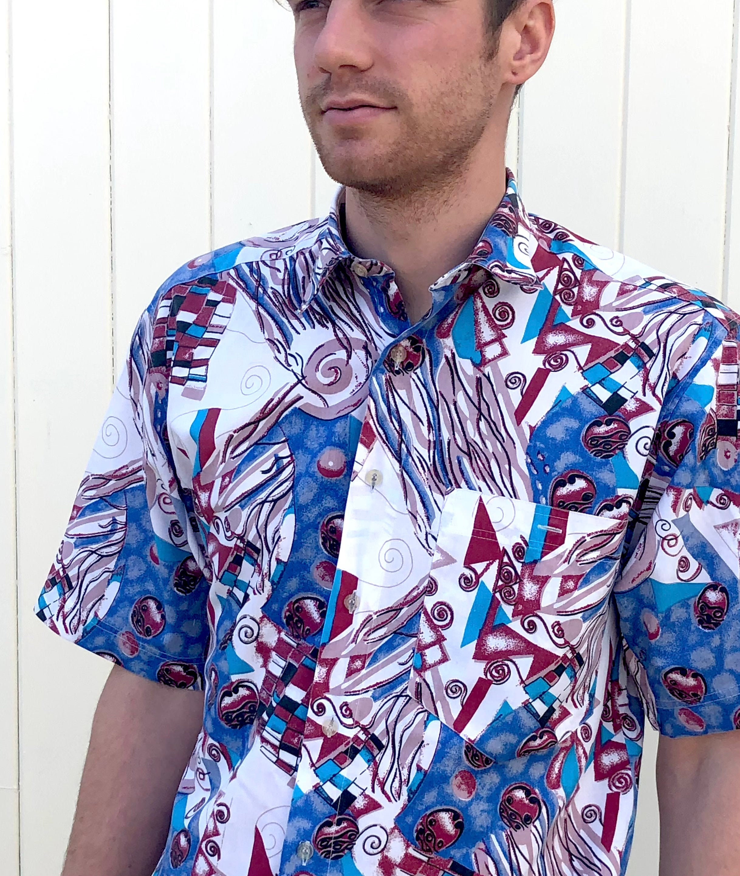 Men's Vintage Shirt Funky 80s Pattern 