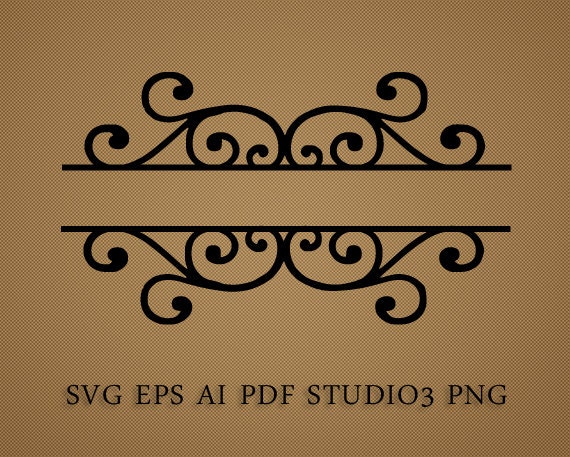 Download Split Frame SVG Scroll type label for title family name | Etsy