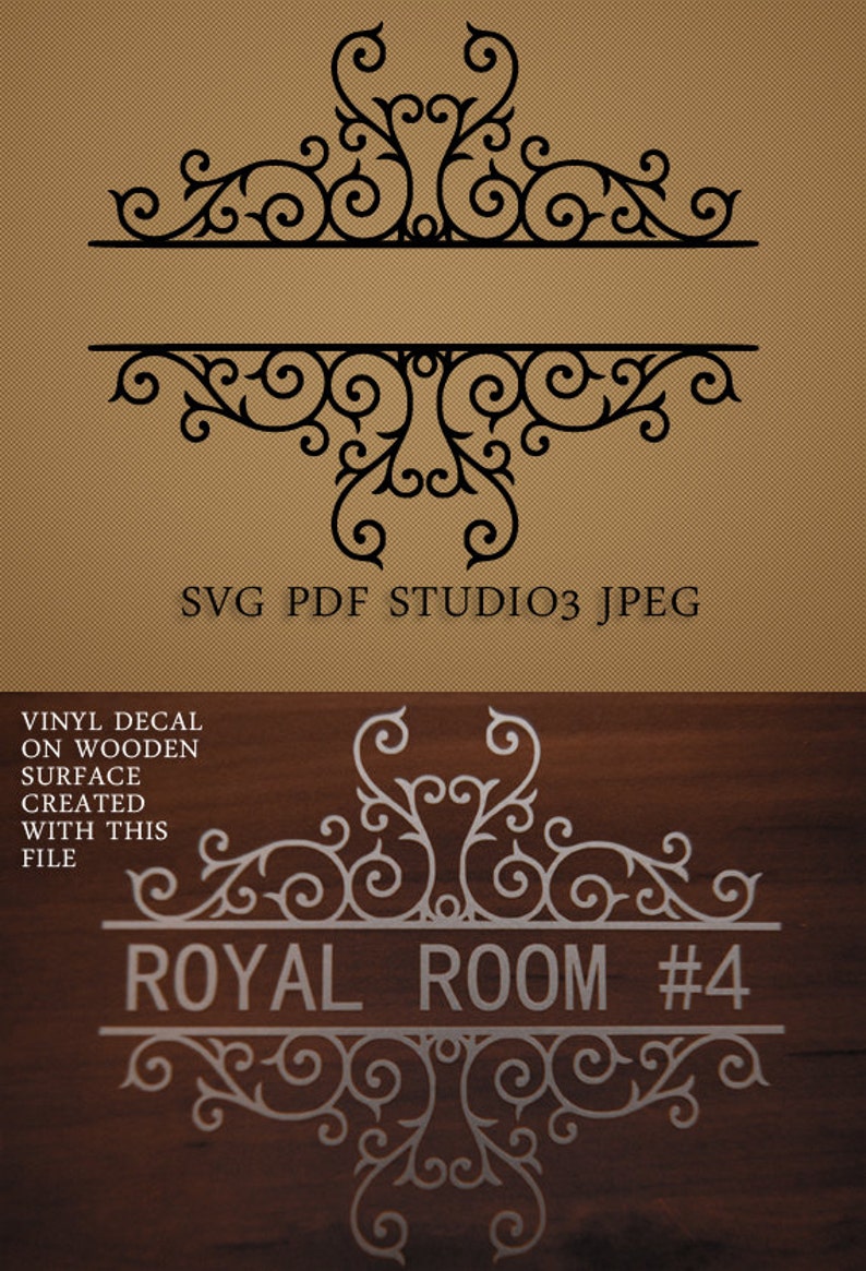 Download Monogram Scroll SVG Split frame for family name address | Etsy