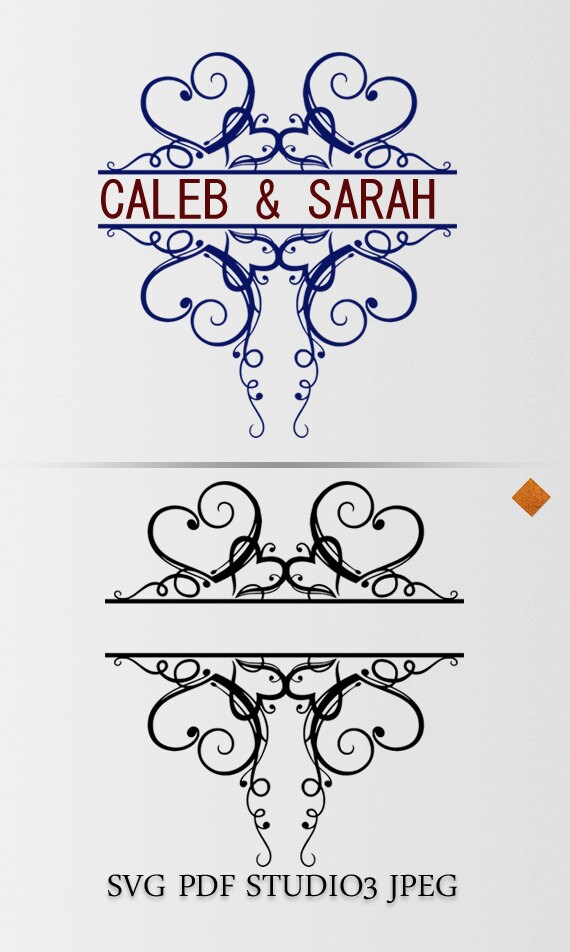 Download Heart Shaped Scroll Split Monogram Design In Svg Pdf Jpeg Etsy