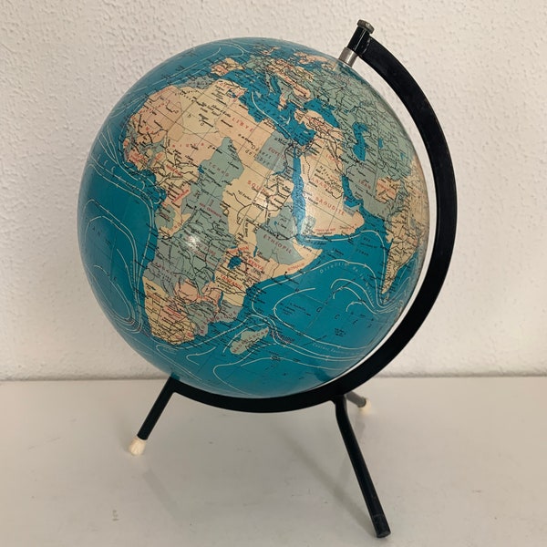 Globe terrestre vintage 1969 Taride tripode mappemonde - 27 cm