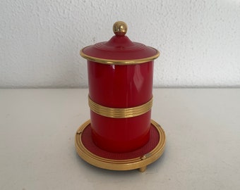 Porte-cigarettes vintage 1960 distributeur rouge et doré boîte - 13 cm