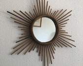 Vintage rattan hexagram star mirror 1960 - 56 cm