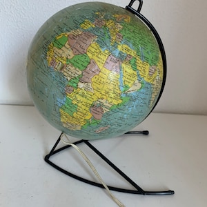 Globe vintage 1960 terrestre verre Girard et Barrère mappemonde - 27 cm