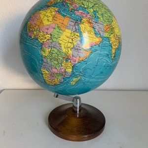 Globe vintage 1985 terrestre Taride bois - 37 cm