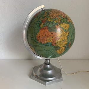 J.Forest Vintage Glasglobus 1950 Weltkarte - 37 cm
