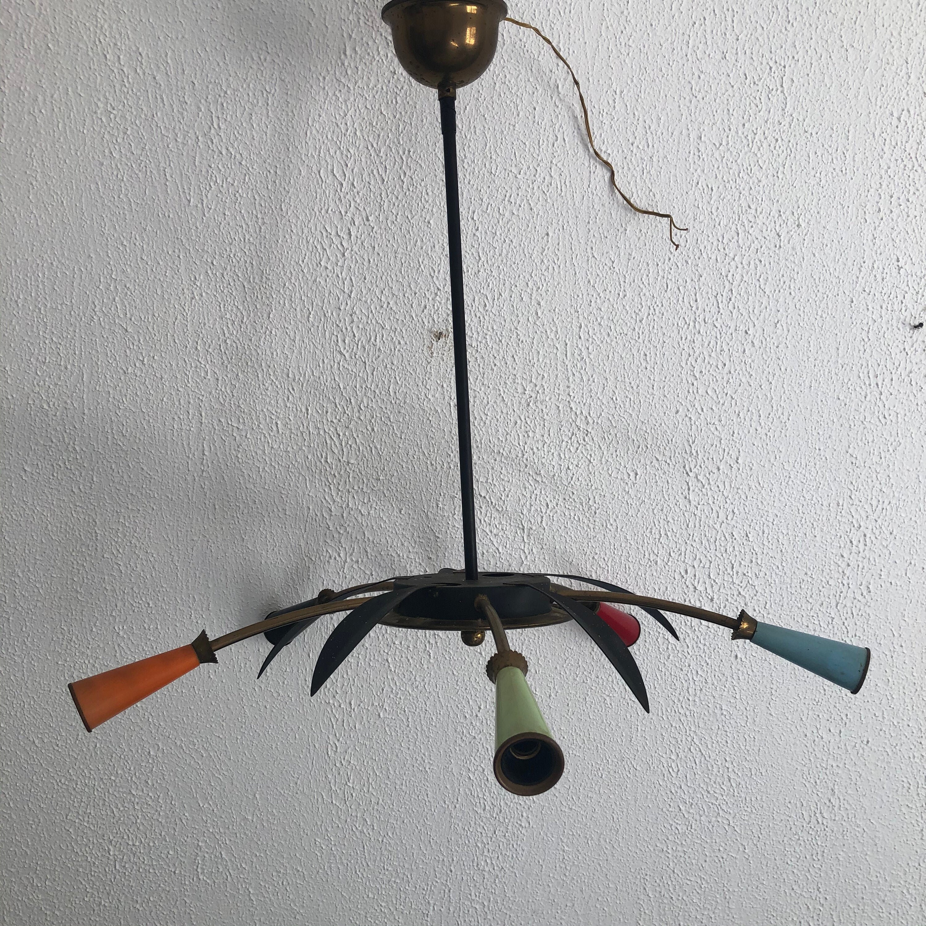 Suspension Vintage 1950 Dorée Multicolore - 55 X 50 cm