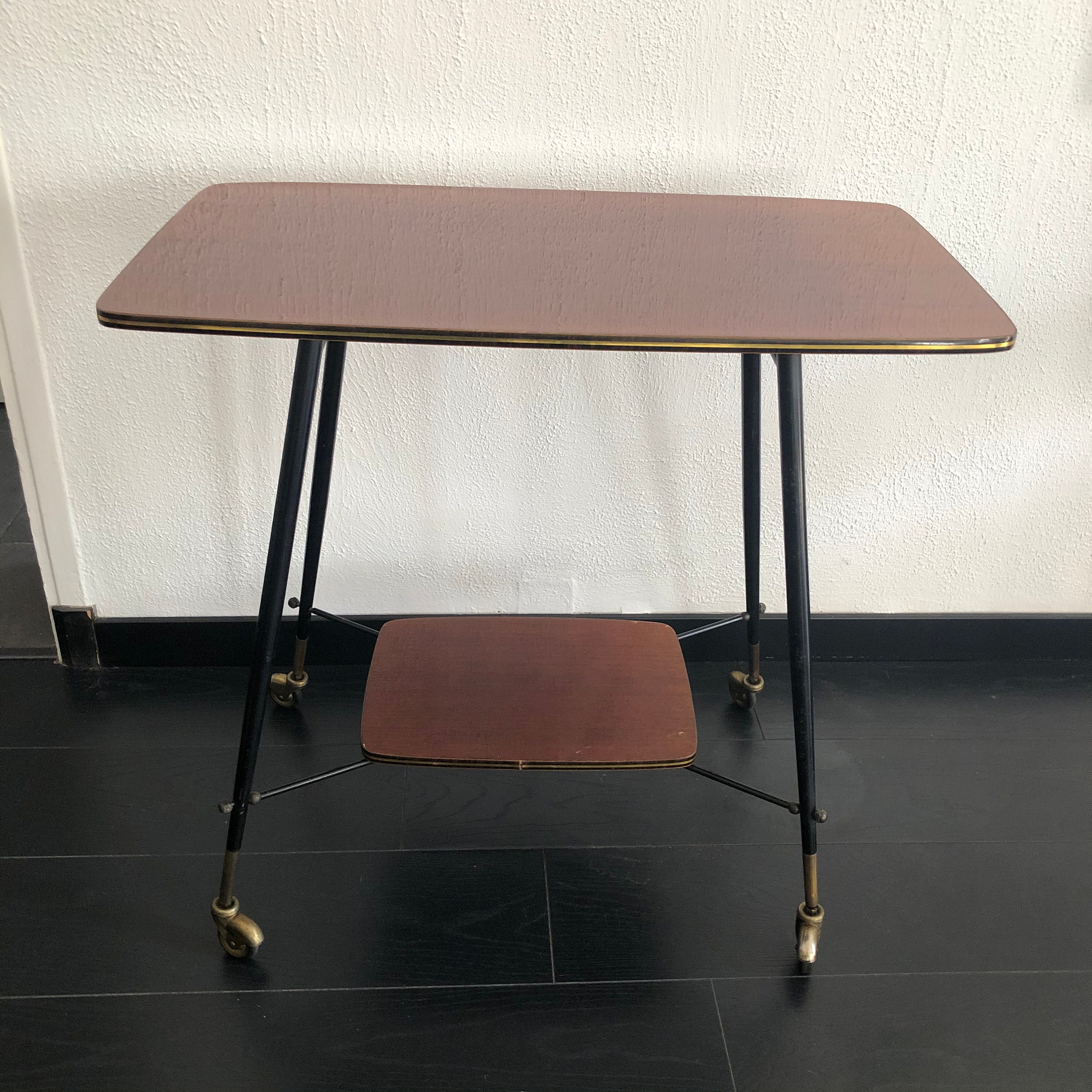 Guéridon Vintage 1960 Table Basse Formica Pieds Compas - 77 X 71 cm