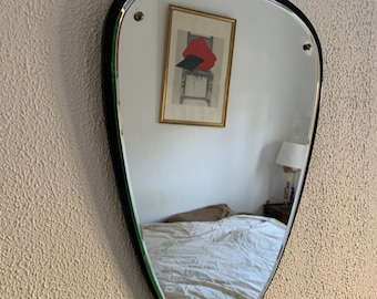Vintage 1960s asymmetrical rearview mirror - 55 x 38 cm