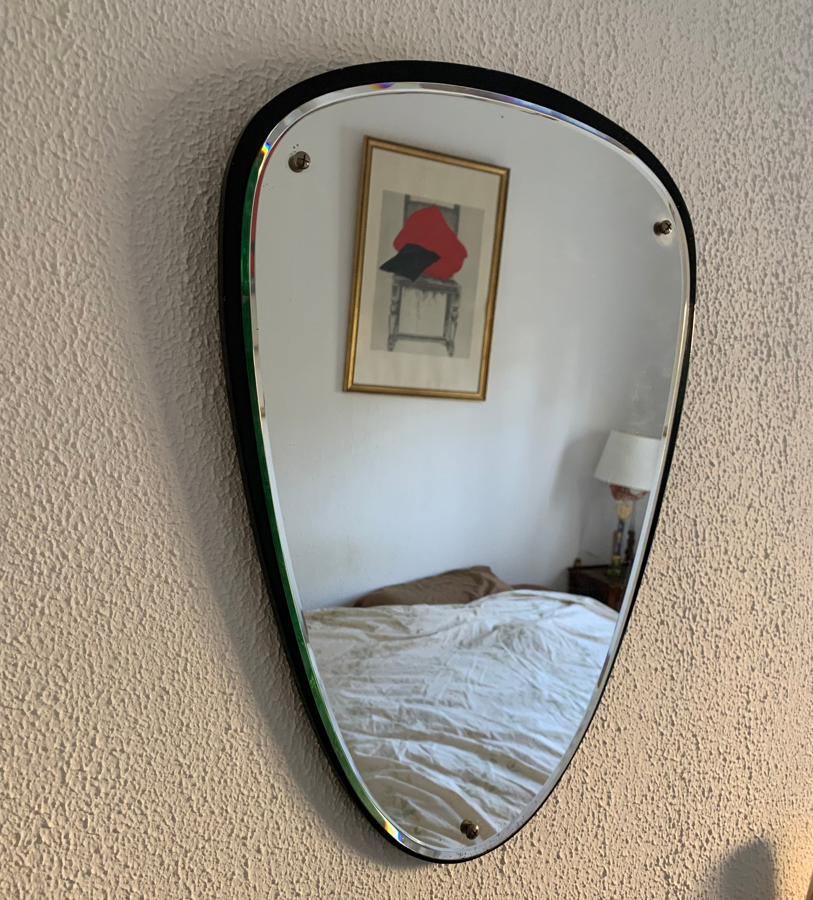 Asymmetrischer Vintage-Rückspiegel aus den 1960er Jahren – 55 x 38 cm