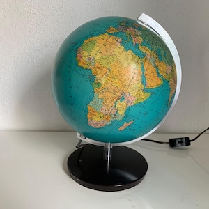 Vintage 1976 Globo terráqueo alemán (francés) JRO Wechselbild - 34 cm