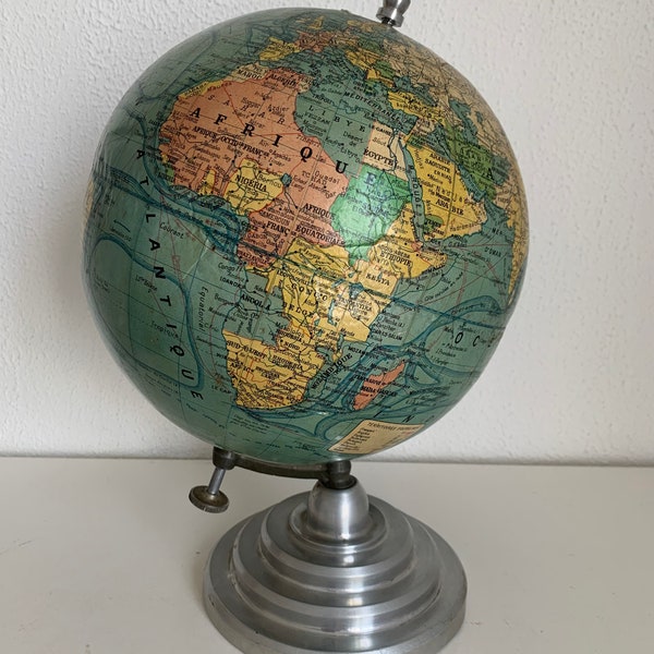 Vintage globe 1950 terrestrial Girard Barrère Forest - 36 cm