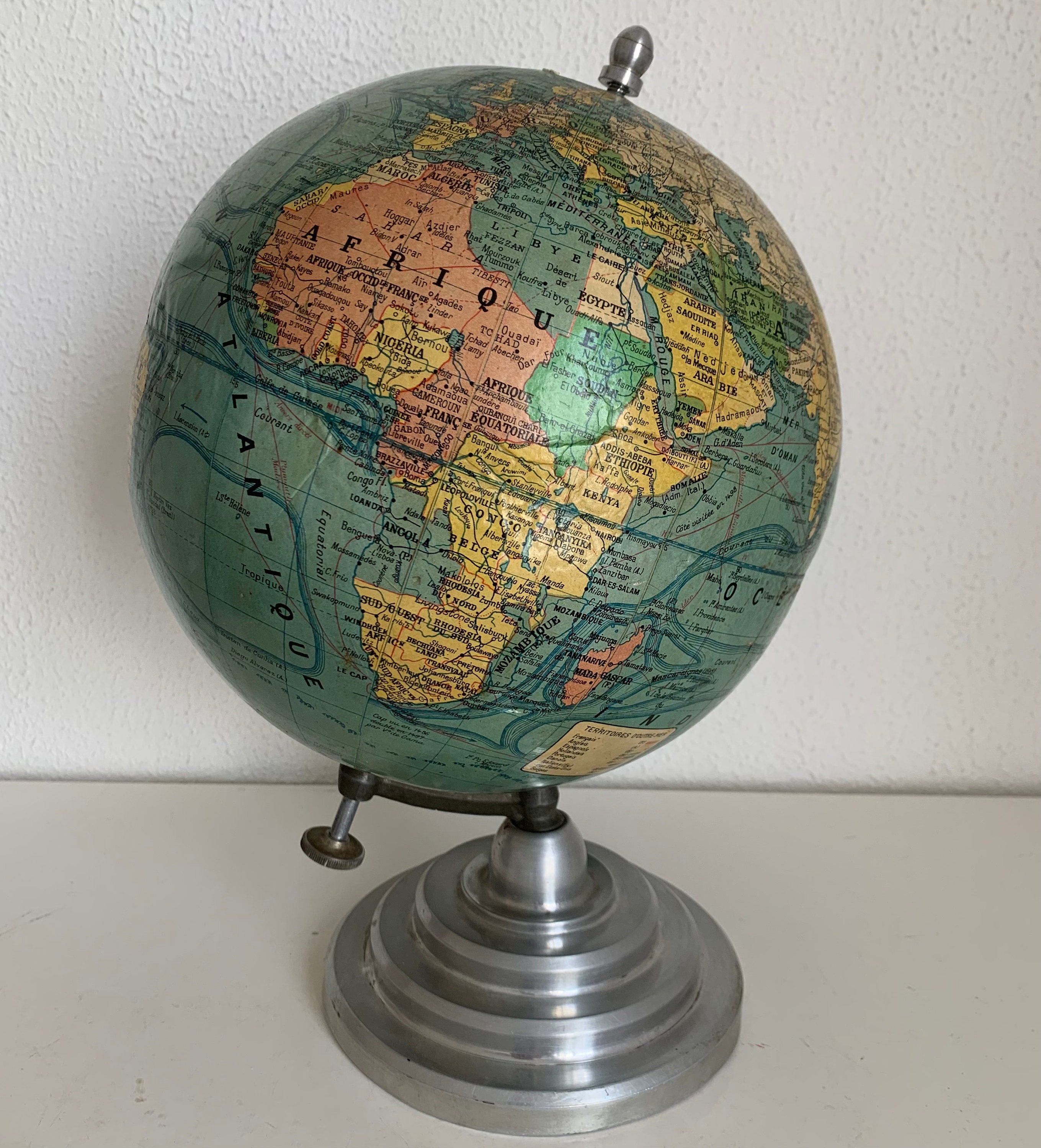 Globe Vintage 1950 Terrestre Girard Barrère Forest - 36 cm