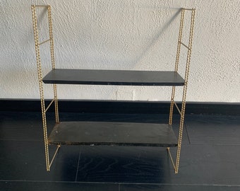 Vintage shelf 1960 String black gold - 58 x 49 cm