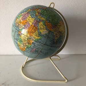 Très Grand Globe Terrestre Lumineux Mappemonde Vintage Illumina 1965 