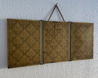 Vintage Art Nouveau gilded barber&#39;s triptych mirror 1920 - 21 x 48 cm
