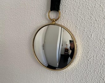 Vintage 1960s green witch&#39;s eye mirror - 20 x 67 cm