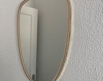 Vintage 1960s mirror, asymmetrical free-form rearview mirror - 40 x 26 cm