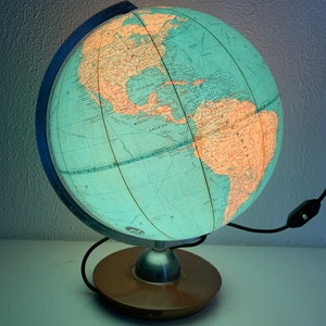 Vintage 1960s JRO Verlag wooden PVC world map globe - 43 cm
