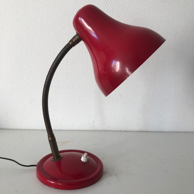 red desk lamp