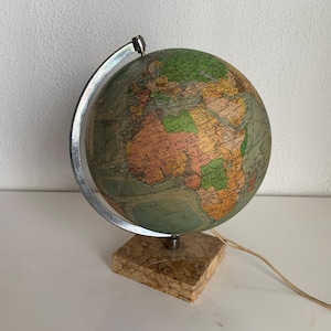 Globo mundial de mármore de vidro Perrina vintage dos anos 1960 - 28 cm