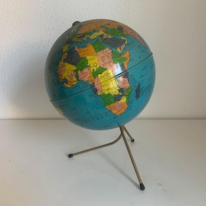 Treppiede in metallo Taride per mappamondo terrestre vintage del 1960 - 28 cm