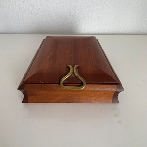 Distributore di sigari e sigarette vintage anni '60 in legno dorato - 20 x 19 cm