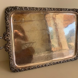 Large 19th century silver-plated copper serving tray - 80 x 48 cm