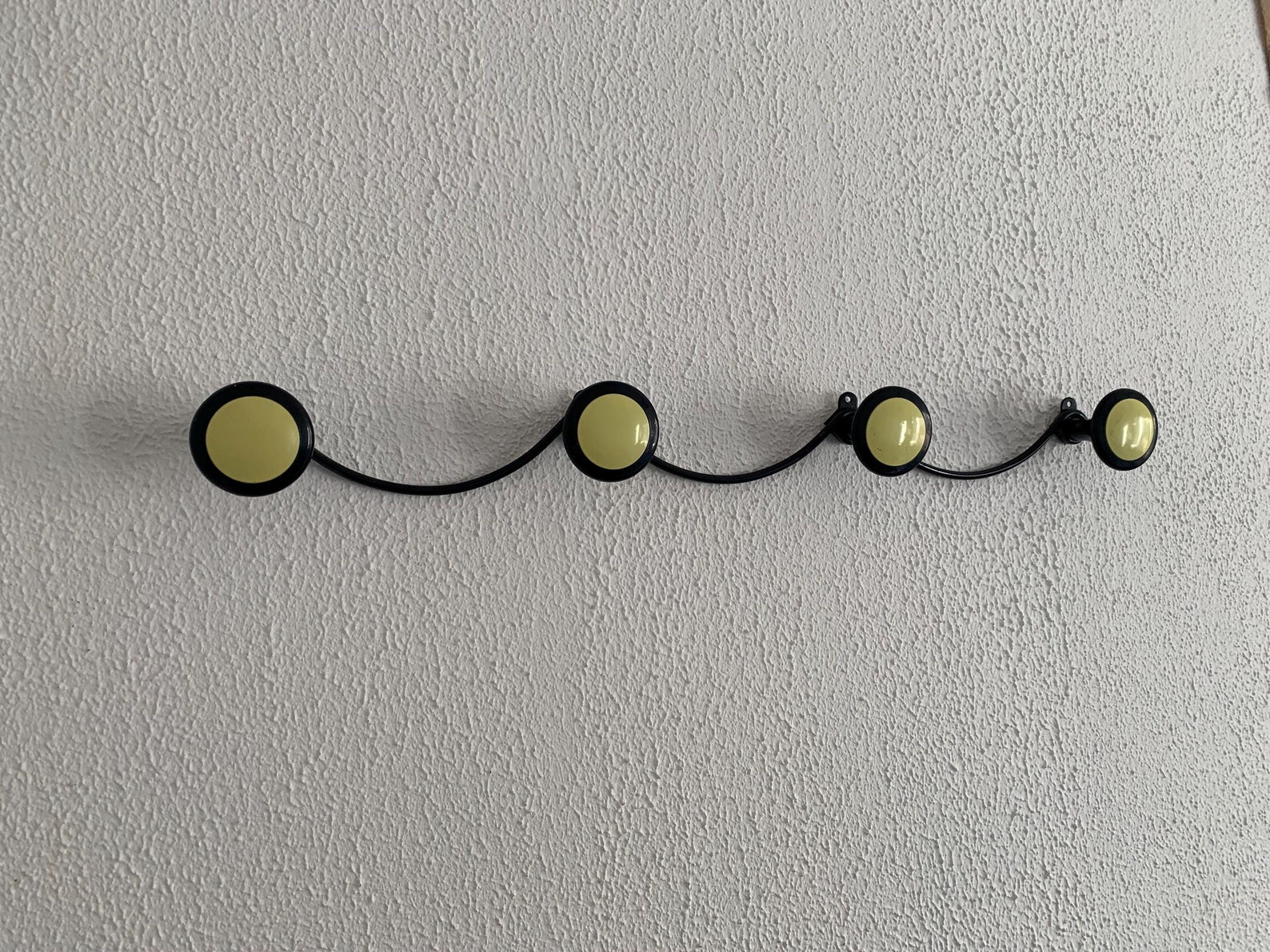 Vintage 1960s Wall-mounted Coat Rack in Banana Yellow With 4 Hooks - 65 ...