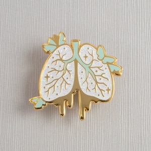 Pulmonary Embolism Lungs - PCOS Enamel Pin Series - Gold, White Glitter, Blue - Hard Enamel Lapel Pin Cloisonné Badge