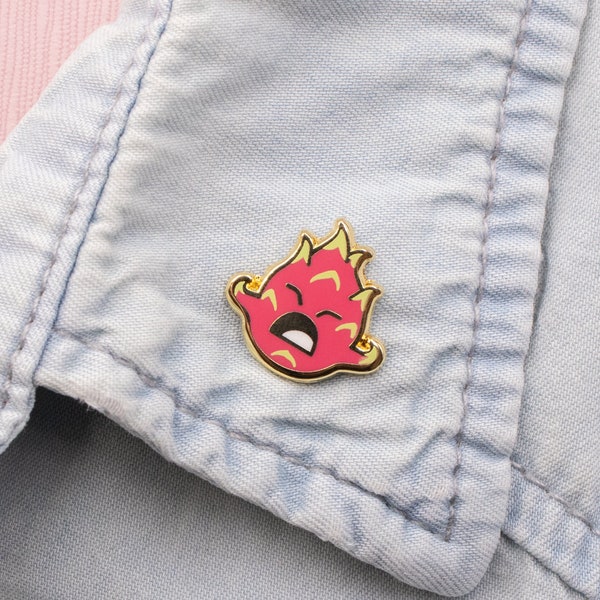 RETIRING! Dragon Fruit Pitaya Hard Enamel Mini Pin - Gold Pink Green - Lapel Pin Cloisonné Badge Cute Fruit and Vegetable Board Fillers