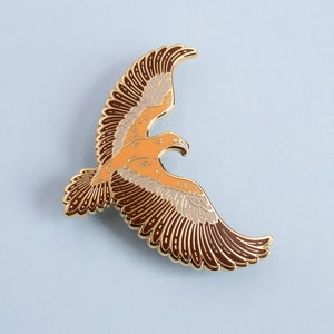 Wedge-tailed Eagle Australian Bird Hard Enamel Pin - Brown Orange Grey Gold - Brooch, Badge, Jewellery, Lapel, Lanyard, Bird of Prey