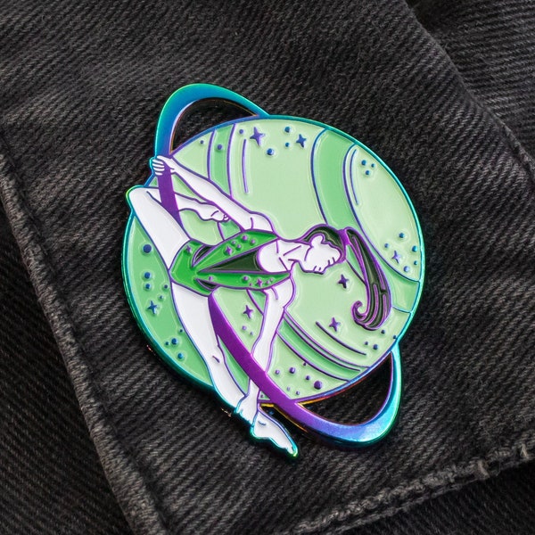 RETIRING! LIMITED EDITION - Uranus Celestial Soft Enamel Pin - Rainbow Metal, Green, Blue -  Lapel Pin Cloisonné Badge