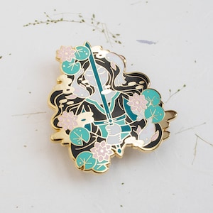 Lady of the Lake Hard Enamel Pin - Gold, Blue, Black, Green, Pink - Brooch, Badge, Jewellery, Lapel, Witchy, Mythology, King Arthur, Merlin