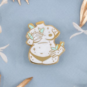 RETIRING! Weight Gain - PCOS Enamel Pin Series - Gold, White, Blue - Hard Enamel Lapel Pin Cloisonné Badge Torso Body Positivity