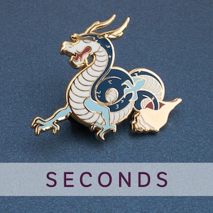 SECONDS SALE! Sea Dragon Enamel Pin - Hard Enamel, Gold, Blue, Red - Lapel Pin Cloisonné Badge Ocean
