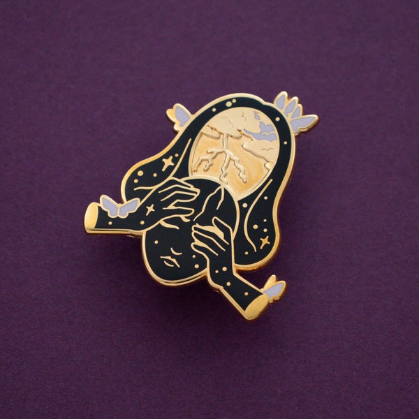 Migraines - PCOS Enamel Pin Series - Black, Gold, Purple - Hard Enamel Lapel Pin Cloisonné Badge