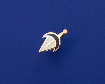 Dagger Hard Enamel Mini Pin - Gold, Blue, White - Fantasy Lapel Pin Cloisonné Badge Medieval Mythology Board Filler RPG Game DnD Loot Bag