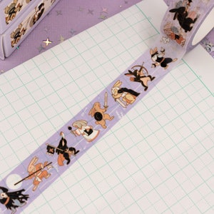 RETIRING! B-RPG Battle Bunny Washi Tape - 15mm x 10m Roll - Fantasy Warrior Rabbits Beige Purple Pink Blue Medieval Craft Scrapbook Journal