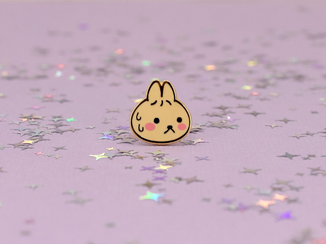 Laughing Rabbit Pin Steamed Bunny Hard Enamel Mini Pin - Gold, Beige, Pink - Bunny Rabbit ...