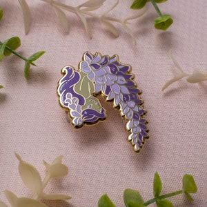 RETIRING! Wisteria Flower Mermaid - Fleur-maids Enamel Pin Series - Gold, Green, Purple - Hard Enamel Lapel Pin Cloisonné Badge